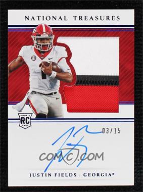 2021 Panini National Treasures Collegiate - [Base] - Century Blue #140 - College Silhouettes Signatures - Justin Fields /15