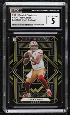 2021 Panini Obsidian - [Base] - Electric Etch Yellow #104 - Rookies - Trey Lance /25 [CGC 5 Excellent]