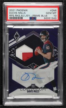 2021 Panini Phoenix - RPS Rookie Auto Jersey - Prime Blue #RJA-DMI - Davis Mills /50 [PSA 10 GEM MT]