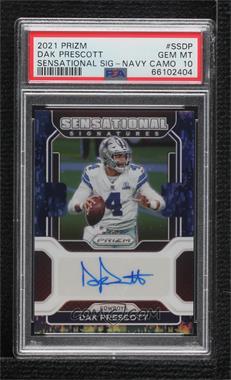 2021 Panini Prizm - Sensational Signatures - Navy Camo Prizm #SS-DP - Dak Prescott /25 [PSA 10 GEM MT]