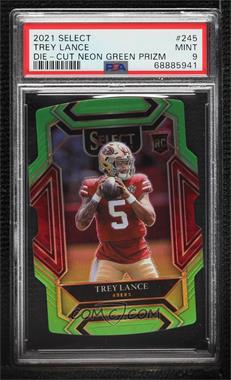 2021 Panini Select - [Base] - Neon Green Prizm Die-Cut #245 - Club Level - Trey Lance /349 [PSA 9 MINT]