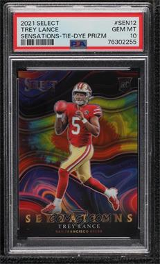 2021 Panini Select - Sensations - Tie-Dye Prizm #SEN-12 - Trey Lance /25 [PSA 10 GEM MT]