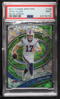 2021 Panini Spectra - [Base] - Neon Green Prizm #128 - Josh Allen /35 [PSA 9 MINT]