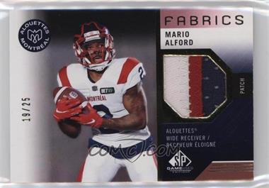2021 SP Game Used Edition CFL - Fabrics - Patch #AL - Mario Alford /25