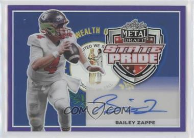 2022 Leaf Metal Draft - State Pride Autographs - Purple Prismatic #SP-BZ1 - Bailey Zappe /25