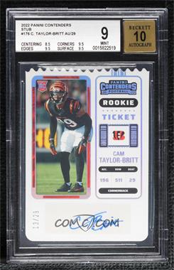 2022 Panini Contenders - [Base] - Stub #176 - Rookie Ticket - Cameron Taylor-Britt /29 [BGS 9 MINT]