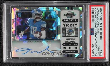 2022 Panini Contenders Optic - [Base] - Cracked Ice Prizm #124.2 - Rookie Ticket RPS Autographs Variation - Jameson Williams /22 [PSA 10 GEM MT]