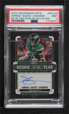 2022 Panini Contenders Optic - Rookie of the Year Contenders Autographs - Black Scope Prizm #ROY-AG - Ahmad "Sauce" Gardner /25 [PSA 9 MINT]