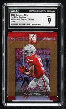 2022 Panini Donruss Elite - 2002 Elite Rookies - Gold #2002-118 - Garrett Wilson /10 [CGC 9 Mint]