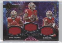 Tyrion Davis-Price, Trey Lance, Deebo Samuel [EX to NM] #/75