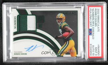 2022 Panini Immaculate Collection - Immaculate Numbers Rookie Patch Autographs - Emerald #INA-RDO - Romeo Doubs /18 [PSA 9 MINT]