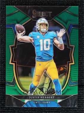 2022 Panini Select - [Base] - Green Prizm #14 - Concourse - Justin Herbert /5 [EX to NM]