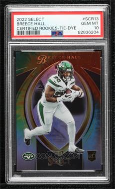 2022 Panini Select - Select Certified Rookies - Tie-Dye Prizm #SCR-13 - Breece Hall /25 [PSA 10 GEM MT]