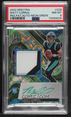 2022 Panini Spectra - [Base] - Neon Green Prizm #228 - Rookie Patch Autographs - Matt Corral /35 [PSA 8 NM‑MT]