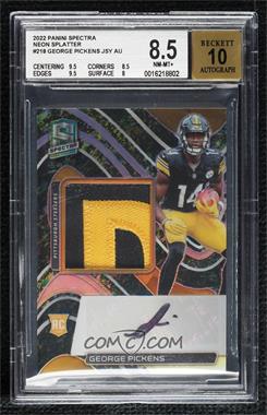 2022 Panini Spectra - [Base] - Neon Splatter Prizm #218 - Rookie Patch Autographs - George Pickens /8 [BGS 8.5 NM‑MT+]