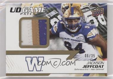 2022 Upper Deck CFL - UD Game Jersey - Patch #UD-JJ - Jackson Jeffcoat /35