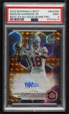 2023 Bowman's Best University - Best of 2023 Autographs - Gold Geometric Refractor #BOA-MH - Marvin Harrison Jr. /50 [PSA 9 MINT]