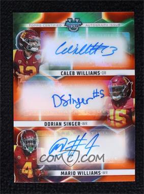 2023 Bowman's Best University - Triple Autographs - Orange Refractor #TA-WSW - Caleb Williams, Mario Williams, Dorian Singer /10