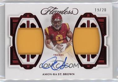 2023 Panini Flawless Collegiate - Dual Patch Autographs - Ruby #DPA-ASB - Amon-Ra St. Brown /20