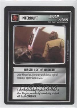1994 Star Trek CCG: 1st Edition Premiere - [Base] - Black Border #_KRVE - Klingon Right of Vengeance