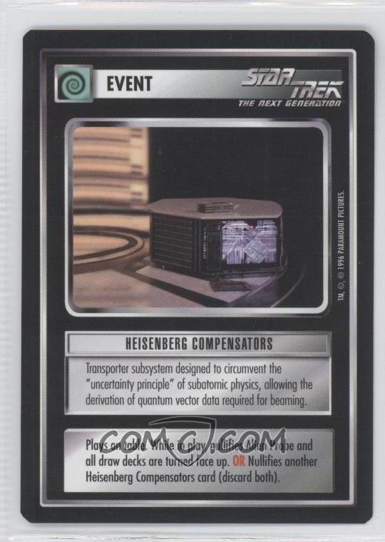 1996 Star Trek Customizable Card Game Q Continuum Expansion Set Base Heco Heisenberg Compensators