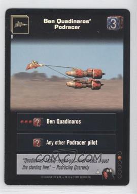 1999 Star Wars: Young Jedi Collectible Card Game - The Menace of Darth Maul - Diffraction Foils #F15 - Ben Quadinaros' Podracer