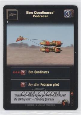 1999 Star Wars: Young Jedi Collectible Card Game - The Menace of Darth Maul - Diffraction Foils #F15 - Ben Quadinaros' Podracer