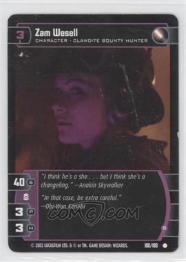2002 Star Wars: The Trading Card Game - Attack of the Clones - [Base] #180 - Zam Wesell [Noted]