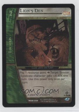 2004 VS System Marvel Web of Spider-Man - Booster Pack [Base] - 1st Edition Foil #MSM-099 - Lion's Den