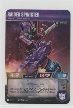 2019 Transformers TCG Wave 4: War For Cybertron Siege II - [Base] #UT T40 - Raider Spinister - Infantry Aerial Assualt (Oversized)