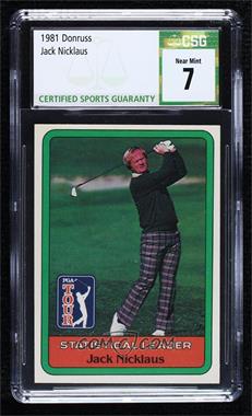 1981 Donruss Golf Stars - [Base] #_JANI - Statistical Leader - Jack Nicklaus [CSG 7 Near Mint]