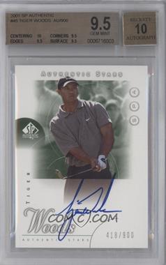 2001 SP Authentic - [Base] #45 - Authentic Stars - Tiger Woods /900 [BGS 9.5 GEM MINT]