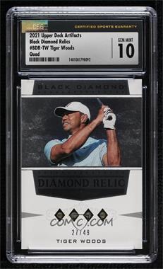 2021 Upper Deck Artifacts - Black Diamond Relics #BDR-TW - Stars Quad - Tiger Woods /49 [CSG 10 Gem Mint]