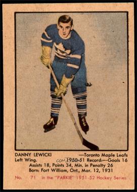 1951-52 Parkhurst - [Base] #71 - Danny Lewicki [NM]