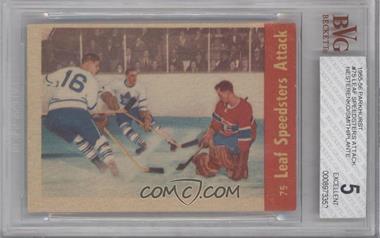 1955-56 Parkhurst - [Base] #75 - Leaf Speedsters Attack [BVG 5 EXCELLENT]