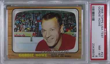 1966-67 Topps - English Only Back US Test #23 - Gordie Howe [PSA 8 NM‑MT]