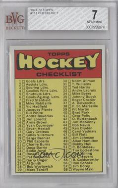 1971-72 Topps - [Base] #111 - Checklist [BVG 7 NEAR MINT]