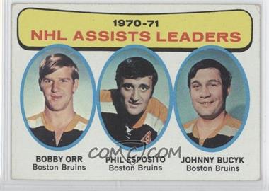 1971-72 Topps - [Base] #2 - NHL Assists Leaders (Bobby Orr, Phil Esposito, John Bucyk)