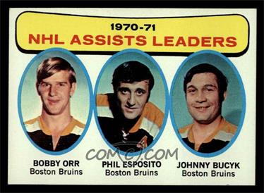 1971-72 Topps - [Base] #2 - NHL Assists Leaders (Bobby Orr, Phil Esposito, John Bucyk) [NM]