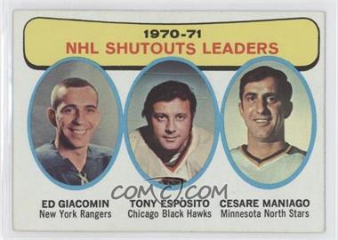 1971-72 Topps - [Base] #5 - 1970-71 NHL Shutouts Leaders (Ed Giacomin, Tony Esposito, Cesare Maniago)