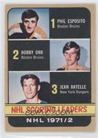 League Leaders - Phil Esposito, Jean Ratelle, Bobby Orr