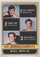 League Leaders - Phil Esposito, Jean Ratelle, Bobby Orr