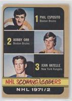 League Leaders - Phil Esposito, Jean Ratelle, Bobby Orr [Good to VG&#…