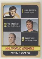 Phil Esposito, Vic Hadfield, Bobby Hull