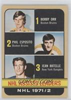 Phil Esposito, Jean Ratelle, Bobby Orr