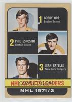 Phil Esposito, Jean Ratelle, Bobby Orr [Good to VG‑EX]