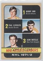 Phil Esposito, Jean Ratelle, Bobby Orr [Noted]