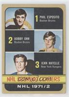 Phil Esposito, Jean Ratelle, Bobby Orr [Poor to Fair]