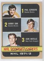 Phil Esposito, Jean Ratelle, Bobby Orr [Good to VG‑EX]