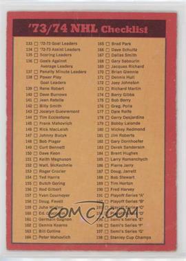 1973-74 O-Pee-Chee - [Base] - Dark Back #129 - Checklist - Cards 133-264